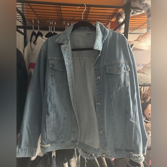 Custom Distressed Jean Jacket - Picture 2 of 3